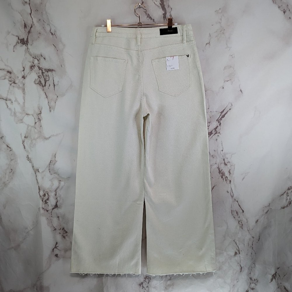 Vigoss Denim Women 31 White Wide Leg Crop High Rise Crop Frayed Jean Alanis